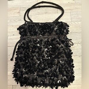 Elegant Black Beaded Women's Bag